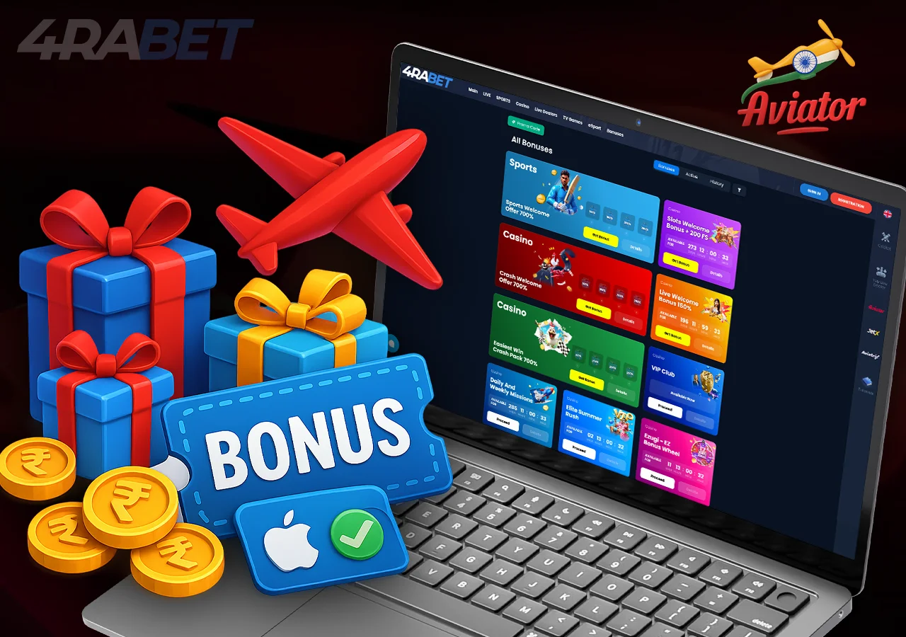 4Rabet casino page with “Bonuses” bar